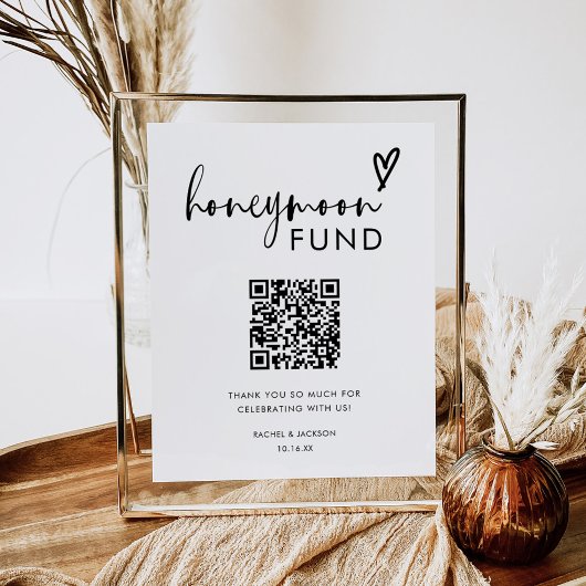 Minimalistisch Boho QR Code Honeymoon Fund Poster