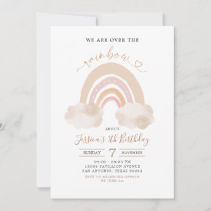 Minimalistisch Boho Rainbow Birthday Theme Uitnodi Kaart
