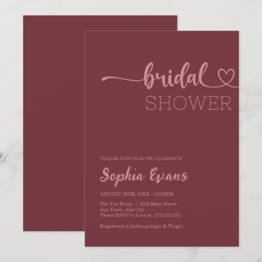 Minimalistisch Boho Roos gouden rode wijn Vrijgeze Kaart (Voorkant / Achterkant)