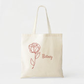 Minimalistisch Boho-Roos met aangepaste naam Tote Bag (Voorkant)