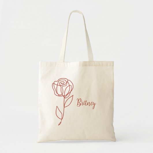 Minimalistisch Boho-Roos met aangepaste naam Tote Bag (Voorkant)