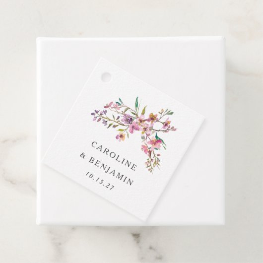 Minimalistisch Boho roze Wildbloemen Bruiloft Cust Bedankjes Labels (In situ)