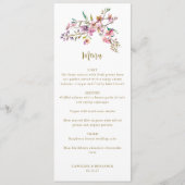 Minimalistisch Boho roze Wildbloemen Bruiloft Cust Menu (Voorkant)