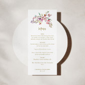 Minimalistisch Boho roze Wildbloemen Bruiloft Cust Menu