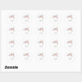 Minimalistisch Boho roze Wildbloemen Bruiloft Cust Ronde Sticker (Vel)