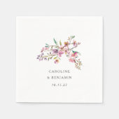 Minimalistisch Boho roze Wildbloemen Bruiloft Cust Servet (Voorkant)