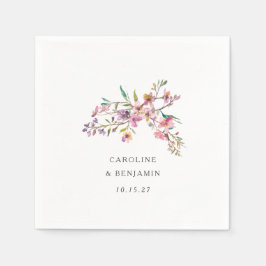 Minimalistisch Boho roze Wildbloemen Bruiloft Cust Servet