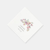 Minimalistisch Boho roze Wildbloemen Bruiloft Cust Servet (Hoek)