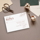 Minimalistisch Boho Rust Terracotta Wedding Meal R RSVP Kaartje