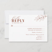 Minimalistisch Boho Rust Terracotta Wedding Meal R RSVP Kaartje (Voorkant)