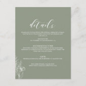 Minimalistisch Boho Sage Green Elegant Wedding Det Informatiekaartje (Voorkant)