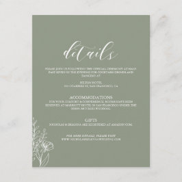 Minimalistisch Boho Sage Green Elegant Wedding Det Informatiekaartje