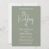 Minimalistisch Boho Sage Green Wedding Modern Foto Kaart (Voorkant)