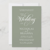 Minimalistisch Boho Sage Green Wedding Modern Kaart (Voorkant)
