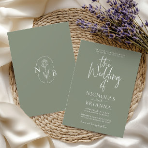 Minimalistisch Boho Sage Green Wedding Modern Kaart
