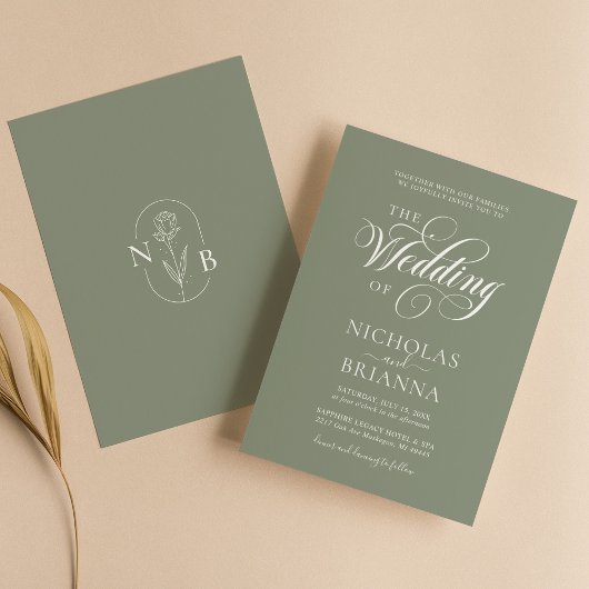 Minimalistisch Boho Sage Green Wedding Modern Kaart