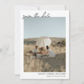 Minimalistisch Boho Script Photo Weddenschap Save  The Date (Voorkant)
