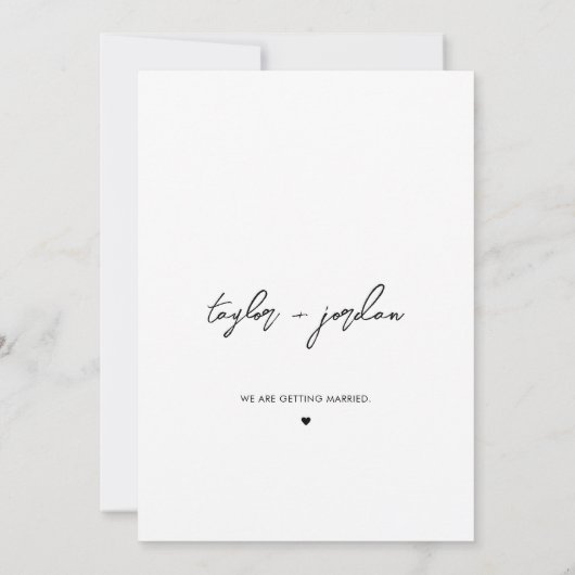 Minimalistisch Boho Script Photo Weddenschap Save  The Date (Achterkant)