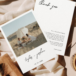 Minimalistisch Boho Script Photo Wedding Bedankkaart