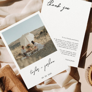 Minimalistisch Boho Script Photo Wedding Bedankkaart