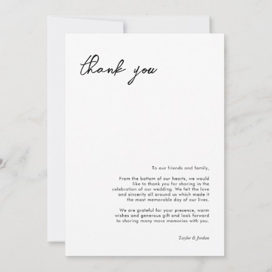 Minimalistisch Boho Script Photo Wedding Bedankkaart (Achterkant)