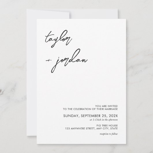 Minimalistisch Boho Script Photo Wedding Kaart (Achterkant)