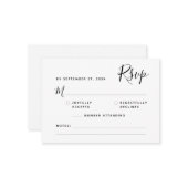 Minimalistisch Boho Script RSVP Budget Wedding Notitiekaartje (Voorkant / Achterkant in situ)