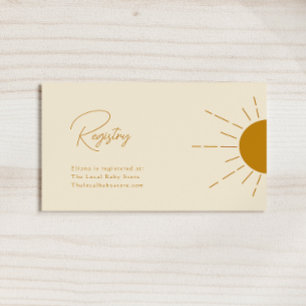 Minimalistisch Boho Sunshine Baby Register Informatiekaartje