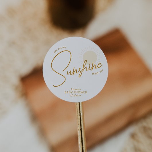 Minimalistisch Boho Sunshine Baby shower Dank u Ronde Sticker