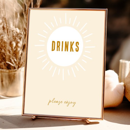 Minimalistisch Boho Sunshine Baby shower Drinken t Poster
