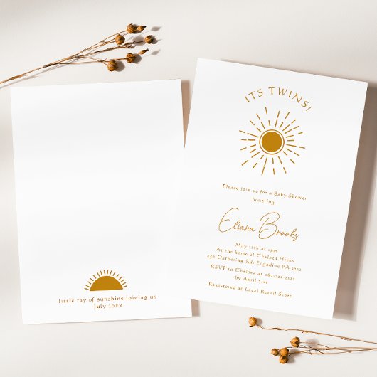 Minimalistisch Boho Sunshine Baby shower Het is ee Kaart