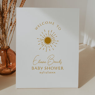Minimalistisch Boho Sunshine Welkom Baby shower Reclamebord Met Voetstuk