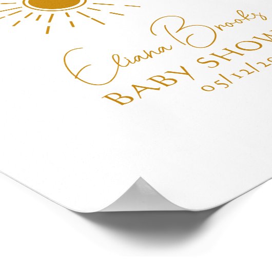 Minimalistisch Boho Sunshine Welkom Baby shower te Poster (Hoek)