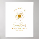 Minimalistisch Boho Sunshine Welkom Baby shower te Poster (Voorkant)