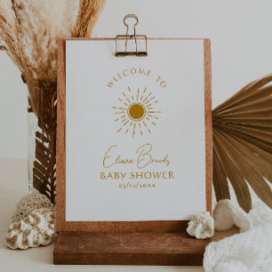 Minimalistisch Boho Sunshine Welkom Baby shower te Poster