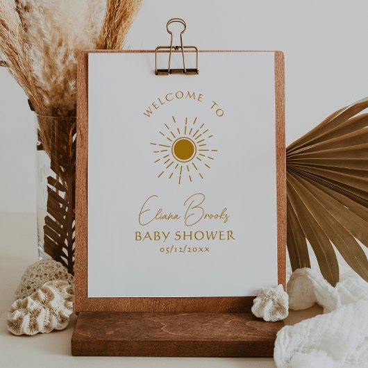 Minimalistisch Boho Sunshine Welkom Baby shower te Poster