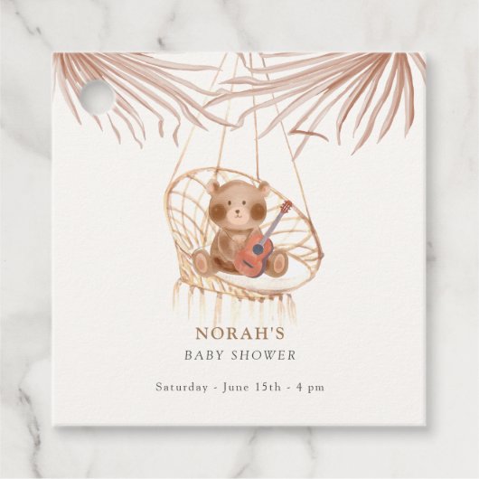 Minimalistisch Boho Teddy Bear Baby shower Bedankjes Labels (Voorkant)