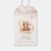 Minimalistisch Boho Teddy Bear Baby shower Cadeaulabel (Voorkant)