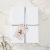 Minimalistisch Boho Teddy Bear Baby shower Cadeaulabel (Met Touw)