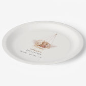 Minimalistisch Boho Teddy Bear Baby shower Papieren Bordje (Gekanteld)