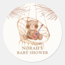 Minimalistisch Boho Teddy Bear Baby shower Ronde Sticker