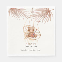 Minimalistisch Boho Teddy Bear Baby shower Servet