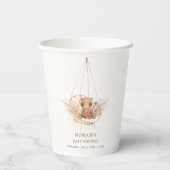 Minimalistisch Boho Teddy Bear Pampas Baby shower Papieren Bekers (Achterkant)