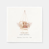 Minimalistisch Boho Teddy Bear Pampas Baby shower Servet (Voorkant)