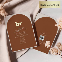 Minimalistisch Boho Terracotta verbrand Oranje huw Folie Uitnodiging