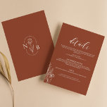 Minimalistisch Boho Terracotta verbrand Oranje huw Informatiekaartje<br><div class="desc">Minimalistisch Boho Terracotta verbrand de Kaart van de Oranje bruiloft. Monogram achteraan. Controleer het collectie op meer overeenkomende objecten.</div>