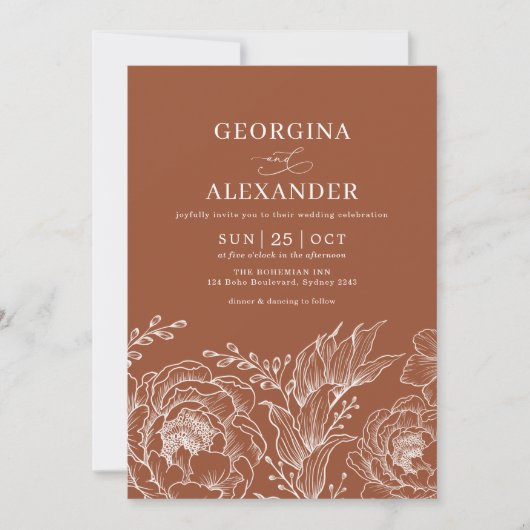 Minimalistisch Boho Terracotta verbrand Oranje huw Kaart (Voorkant)