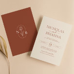 Minimalistisch Boho Terracotta verbrand Oranje huw Kaart<br><div class="desc">Minimalistisch Boho Terracotta brandt Oranje huwelijksuitnodiging. Monogram achteraan.</div>