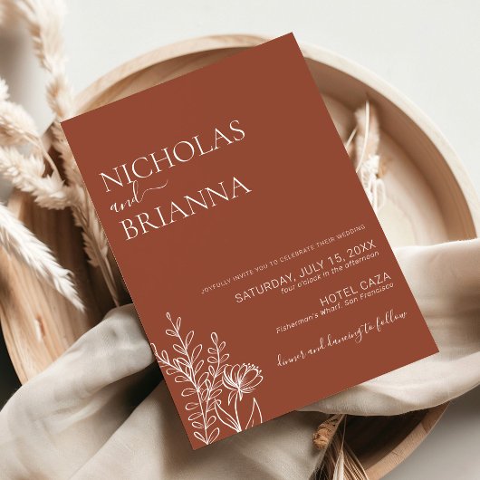 Minimalistisch Boho Terracotta verbrand Oranje huw Kaart