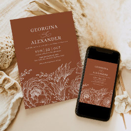 Minimalistisch Boho Terracotta verbrand Oranje huw Kaart